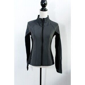 Athleta Jacket S Reflective Running Start Gray/black workout athlesiure yoga